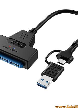 Перехідник sata usb 3.0 для hdd ssd 2.5 кишеня конвертер для жорсткого диска hdd ssd usb3.0 sata адаптер usb type c