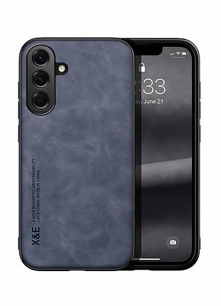 Чохол накладка з текстурою шкіри для samsung galaxy s25 plus (blue / синій)