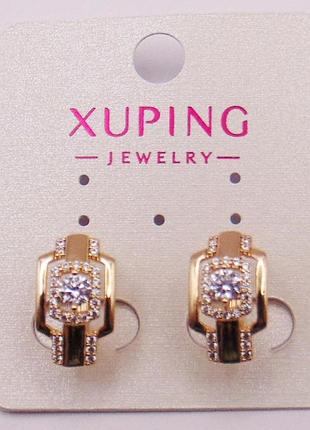 Серьги с фианитами медицинский сплав 16х9 мм xuping 21465