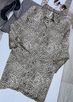 Сатинова сорочка zara m подовжена сорочка в леопардовий принт жіноча сорочка вільного прямого крою