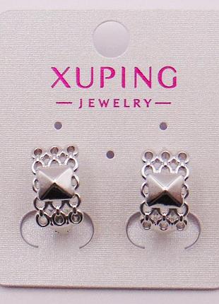 Серьги медицинский сплав родий 14х8 мм xuping 52008