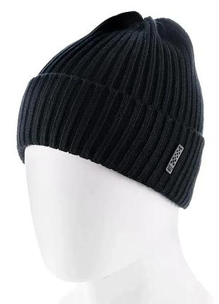 Мужская шапка с отворотом one size черная zolly 244