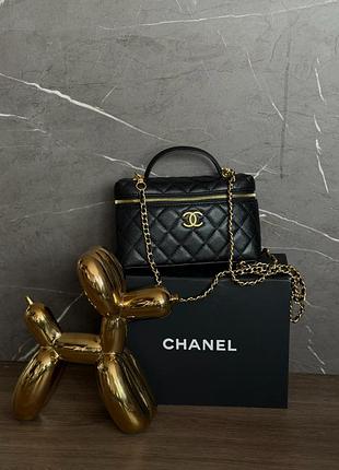 Жіноча сумка преміум caviar quilted top handle slim vanity black
