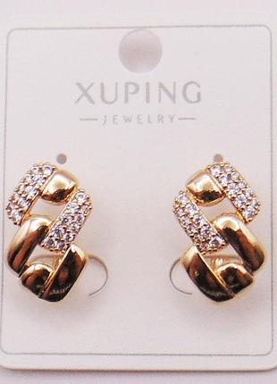 Серьги с фианитами медицинский сплав 18х12 мм xuping 21663