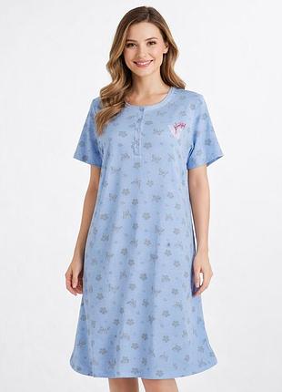 Ночная рубашка батальная хлопок 5xl (58-60) синяя missmoda
