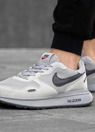 Мужские кроссовки nike zoom серые замшевые летние современные кроссы с мягкой подошвой найк зум повседневная обувь из замши на вес