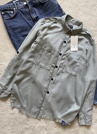 Zara жіноча сорочка, оливкова сорочка вільного крою, рубашка