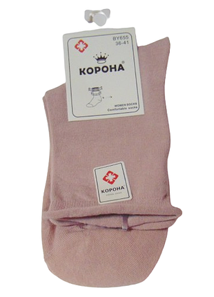 Шкарпетки без гумки корона 655 37-41 пудра