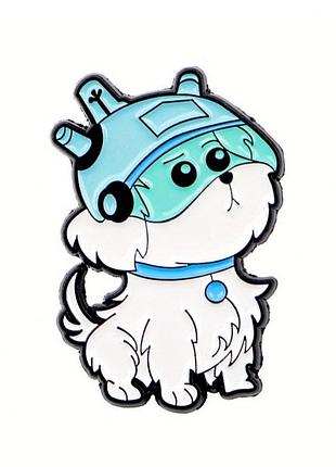 Металлический значок рик и морти пёс снафлс снежок брошка rick and morty snuffles snowball белая маленькая собачка