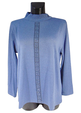 Женский джемпер с воротником стойкой 2xl-3xl синий rbossi 1236