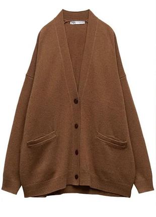 Коричневий вовняний кардиган zara