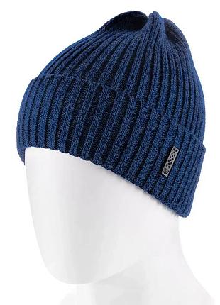 Чоловіча шапка з відворотом one size синя zolly 244
