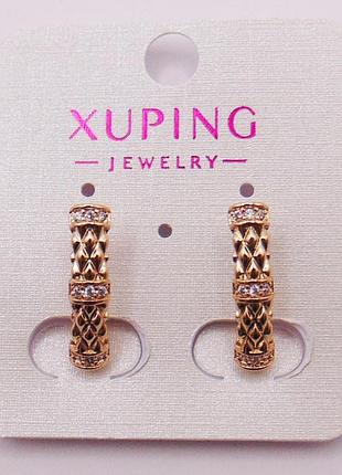 Сережки з фіанітами медсплав 20х4 мм xuping 20472