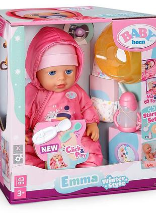 Кукла baby born серии click & play – зимний стиль эммы (43 см)
