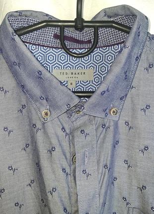 Чоловіча сорочка з коротким рукавом ted baker (розмір 6 / 2xl / xxl) 100% бавовна