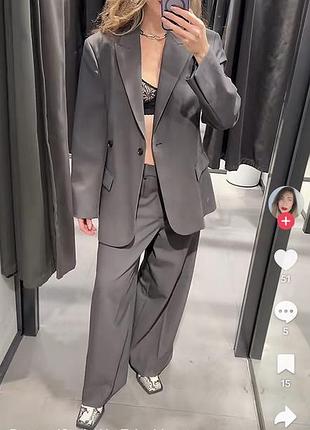 Сірі брюки палаццо zara