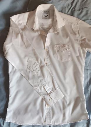 Святкова біла сорочка з довгим рукавом. armani junior.