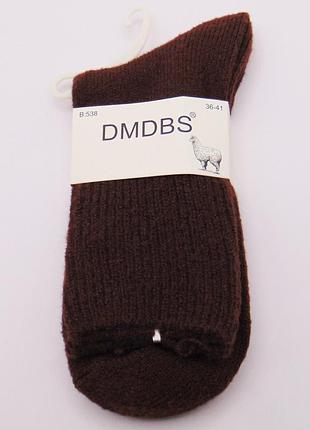 Теплые носки с ослабленной резинкой шерсть ламы 36-41 коричневые dmdbs 538