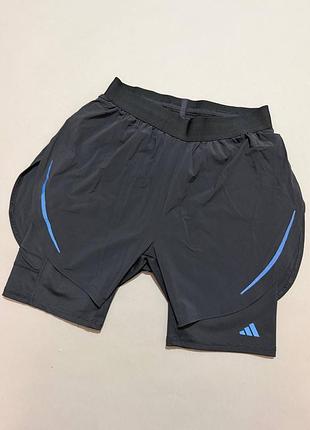 М | спортивні бігові шорти adidas heat.rdy hiit 2-in-1 training shorts black