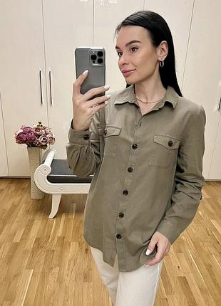 Натуральна сорочка хакі 3