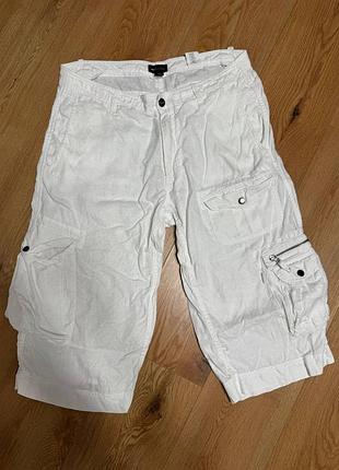 Шорты бриджи мужские белые карго длинные h&amp;m, размер l - xl