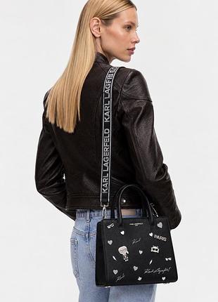 Чорна шкіряна сумка-тоут karl lagerfeld paris nouveau k-pin small leather tote, оригінал!