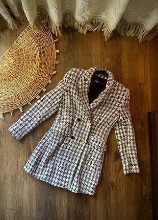 Сукня піджак твідовий у клітинку zara