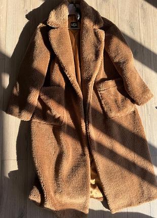 Жіноча шуба ugg gertrude long teddy coat, колір коричневий