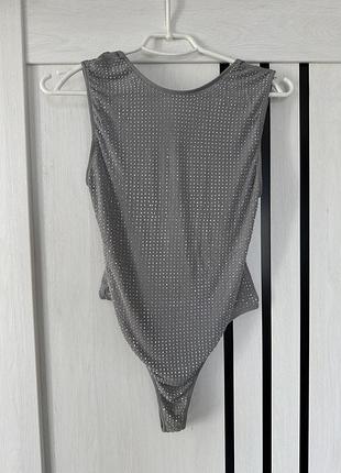 Жіноче боді zara сіре зі стразами, розмір m
