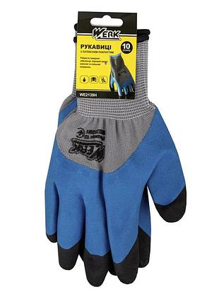 Перчатки рабочие с латексным покрытием werk we2139h xl черные с синим 5233872