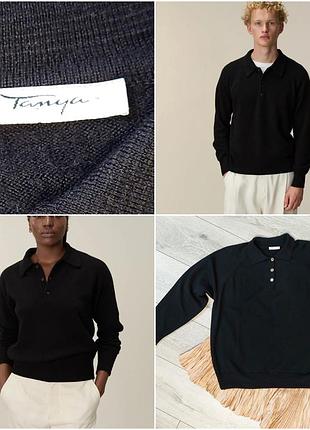 Чёрный свитер поло с шерсти мерино унисекс tanya thierry mugler