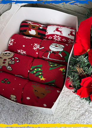 Подарочный набор новогодних носков махровые теплые 36-40р (набор11)