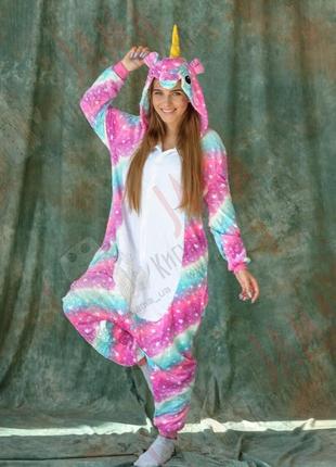 Кигуруми єдиноріг смугастий з білим животиком доросла розмір m xl5 фото