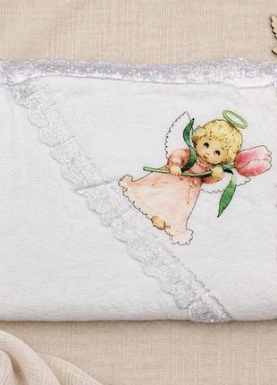 Крижма-плед з куточком для хрещення, велсофт, туреччина, 85×100 см