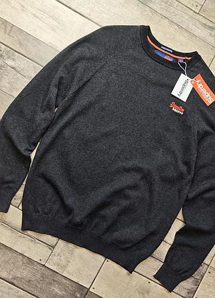 Мужской  базовый темно-серый  джемпер с круглым вырезом superdry размер l