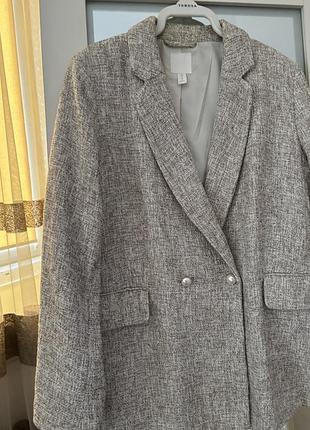 Піджак жіночий h&m букле сірий 5