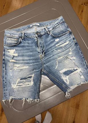 Шорти чоловічі сині джинсові zara, розмір xl - 2xl.