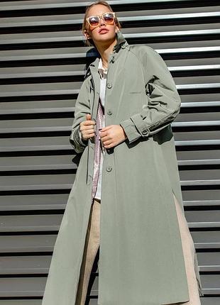 Тренч - плащ из парочного поликотона. s/m, l/xl серый