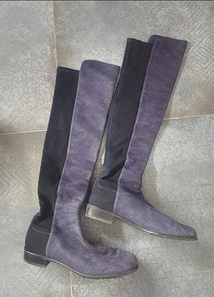 Высокие замшевые сапоги-ботфорты от известного люксового бренда stuart weitzman, размер 9/5 -40, длина стельки 25,5-26 см