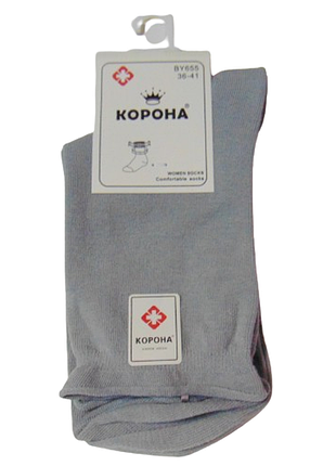Шкарпетки без гумки корона 655 37-41 сірі