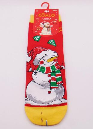 Новогодние носки женские 36-41 красные coalo 6327-3