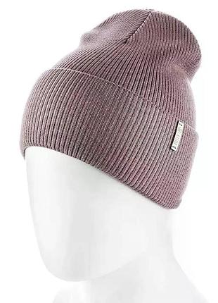 Жіноча шапка з відворотом віскоза та шерсть one size кавова atrics 209