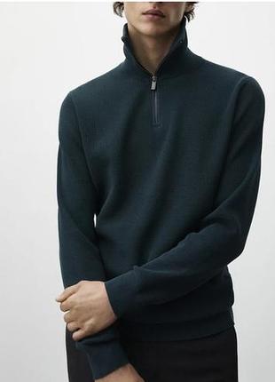 Massimo dutti: темно-синий джемпер из 100% хлопка (extra fine cotton) -