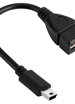 Переходник адаптер otg usb a female на mini usb 5 pin remax, 15 см, черный (1879)