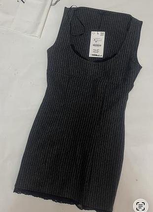 Сукня сарафан zara в смужку з мереживом