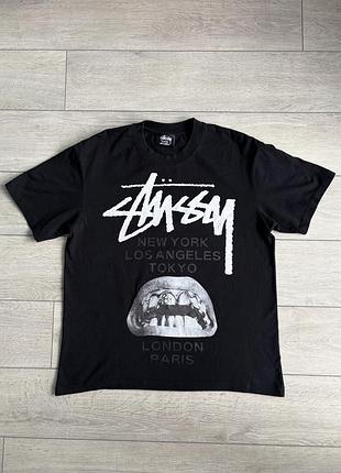 Черная хлопковая футболка с коллаборационным дизайном stussy x rick owens world tour size m размер стусси год оуенс майка джерси