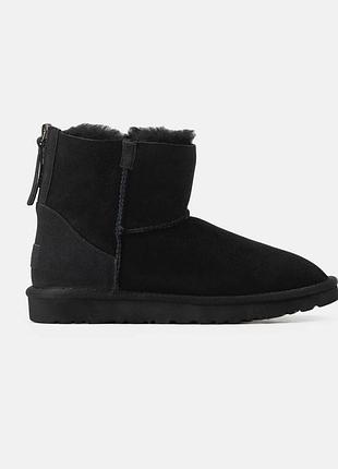 Черные женские угги ugg mini zip black х угг мини