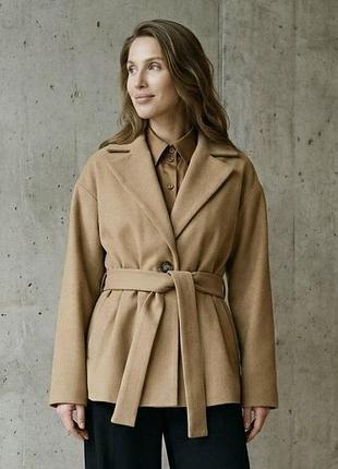Полупальто з кашеміру xxl-3xl. коричневий