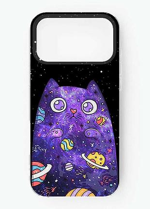 Чехол на iphone 18 pro max фиолетовая кошка (принт 361)
