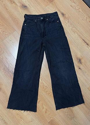 Джинсы женские черные широкие трубы casual style wide h&amp;m, размер s - m